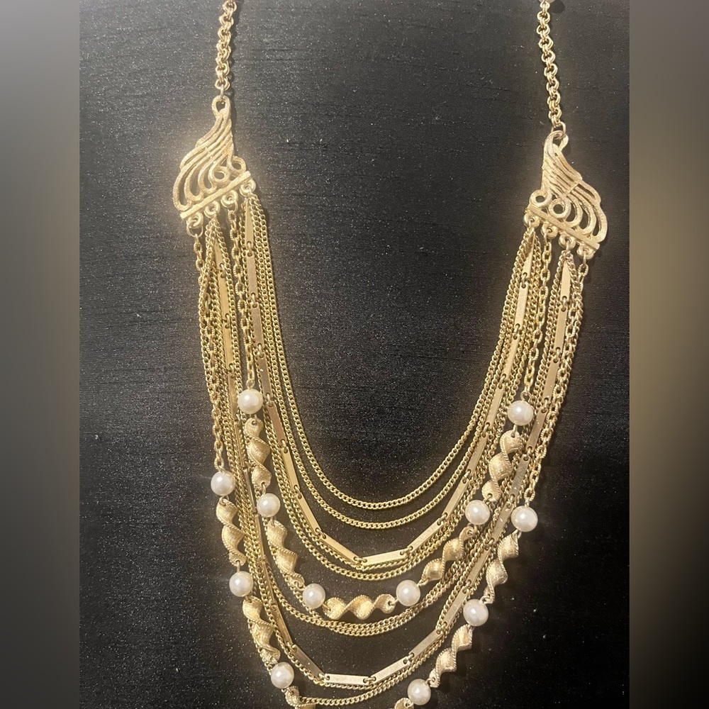 Gilded Pearl Cascade Necklace*